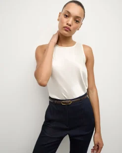 Veronica Beard Tops*Sabrina Stretch-Silk Tank Top in Ivory