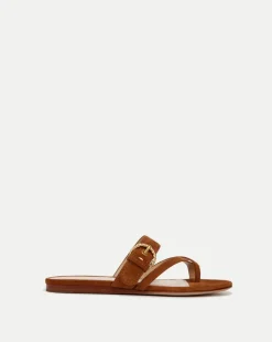 Veronica Beard Sandals*Salva Suede Crisscross Sandal in Caramel