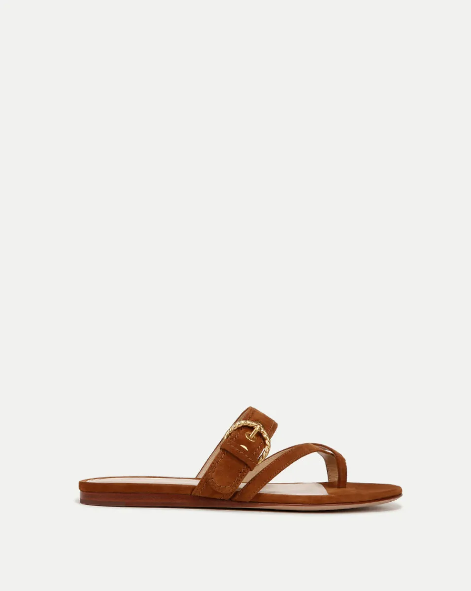 Veronica Beard Sandals*Salva Suede Crisscross Sandal in Caramel