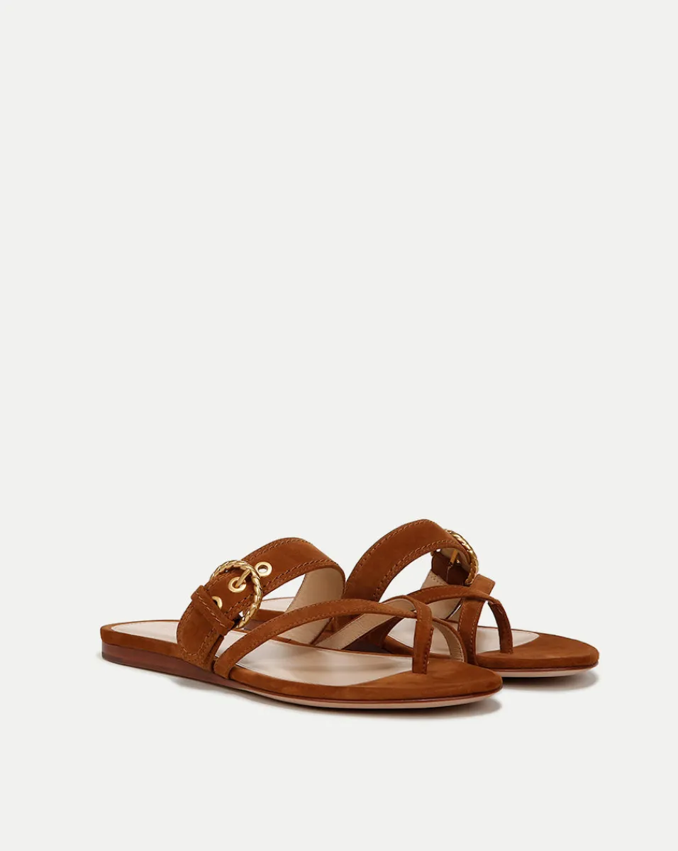 Veronica Beard Sandals*Salva Suede Crisscross Sandal in Caramel