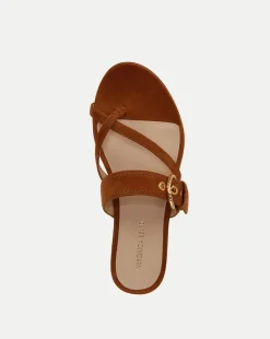 Veronica Beard Sandals*Salva Suede Crisscross Sandal in Caramel