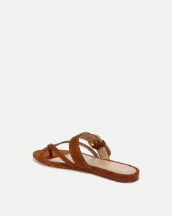 Veronica Beard Sandals*Salva Suede Crisscross Sandal in Caramel