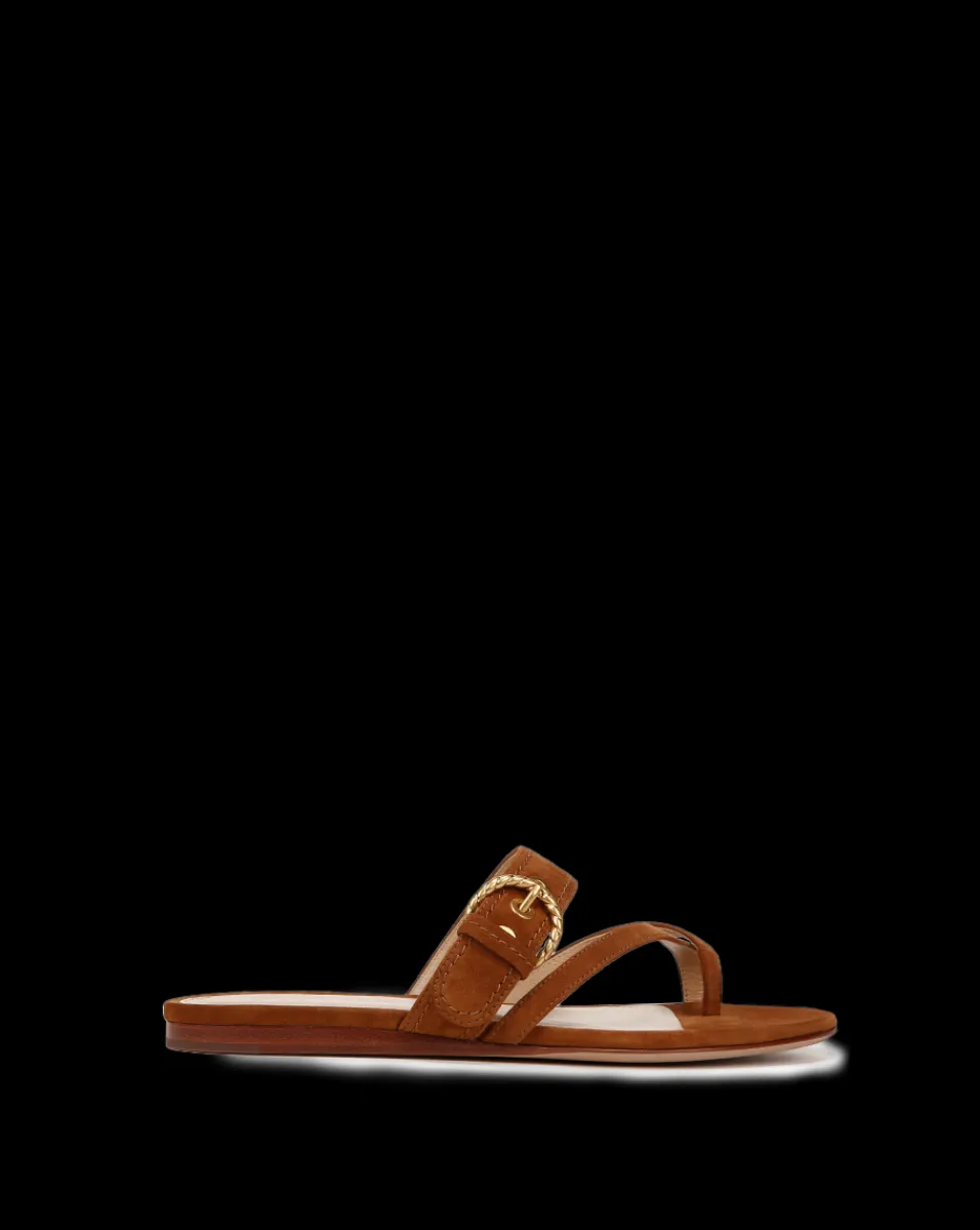 Veronica Beard Sandals*Salva Suede Crisscross Sandal in Caramel