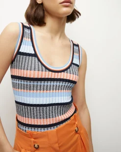 Veronica Beard Sweaters|Tops*Sandra Ribbed Tank in Blue Multi BlueMulti