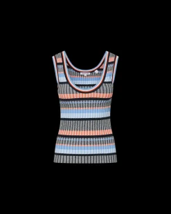 Veronica Beard Sweaters|Tops*Sandra Ribbed Tank in Blue Multi BlueMulti