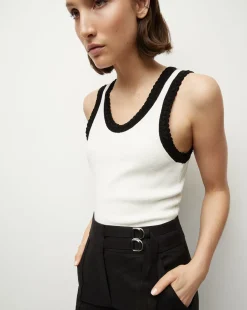 Veronica Beard Tops|Sweaters*Sandra Ribbed Tank in Ivory/Black