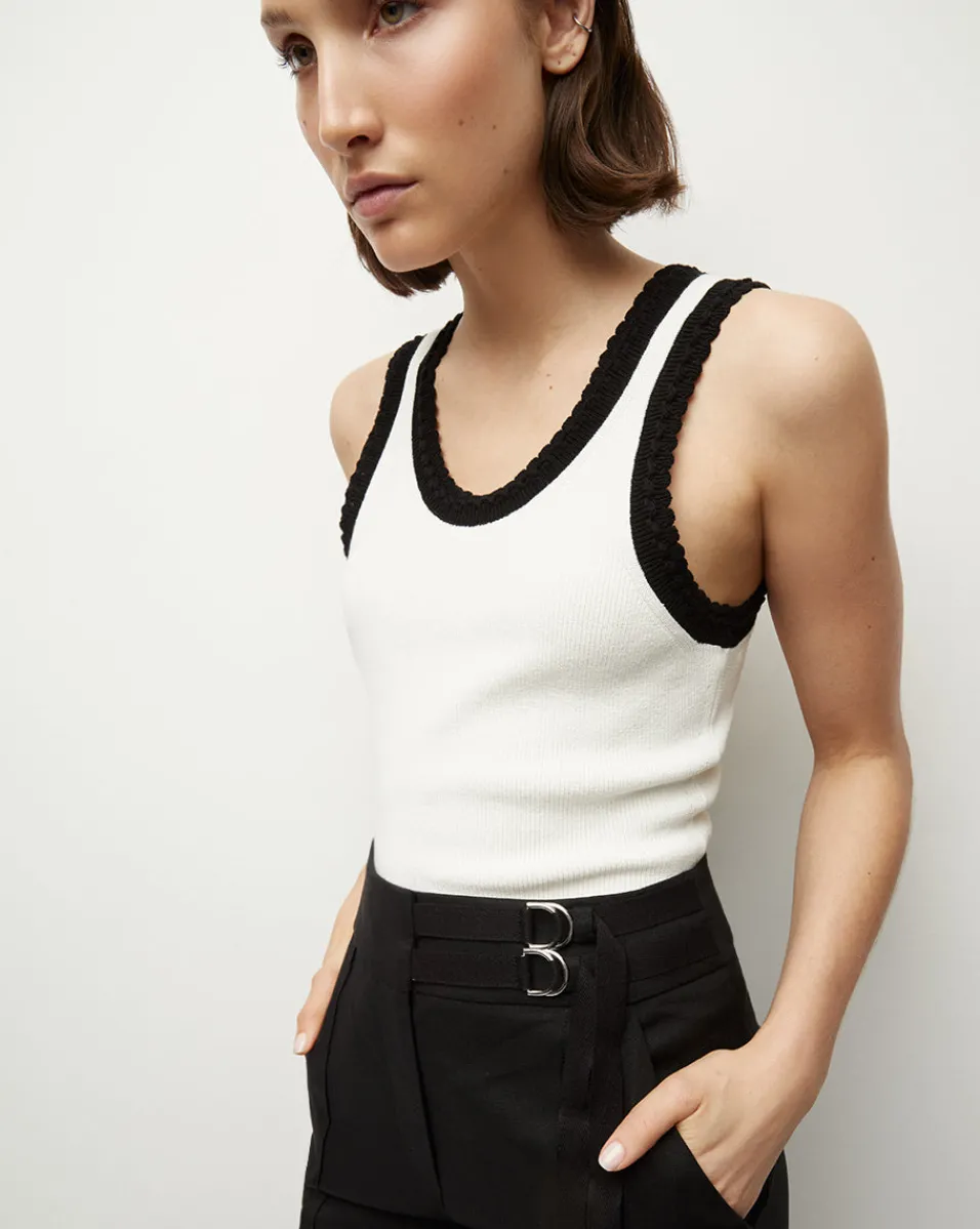 Veronica Beard Tops|Sweaters*Sandra Ribbed Tank in Ivory/Black