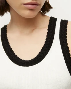 Veronica Beard Tops|Sweaters*Sandra Ribbed Tank in Ivory/Black