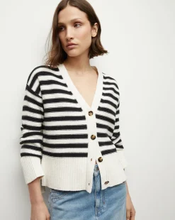 Veronica Beard Sweaters|Tops*Saylor Cotton Cardigan in Off-White/Black
