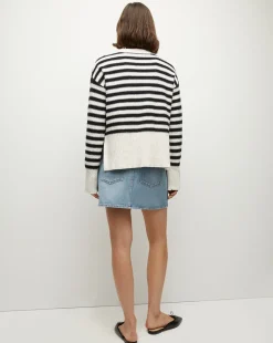 Veronica Beard Sweaters|Tops*Saylor Cotton Cardigan in Off-White/Black