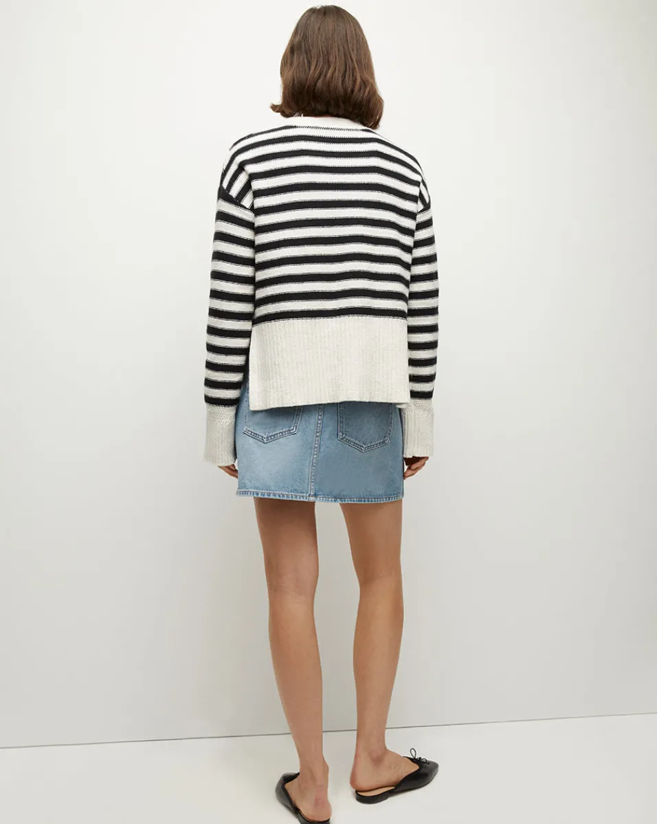 Veronica Beard Sweaters|Tops*Saylor Cotton Cardigan in Off-White/Black