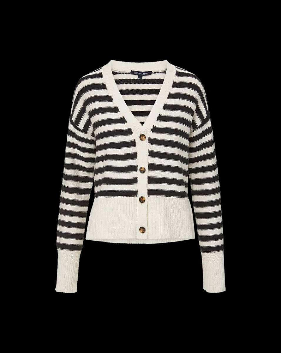Veronica Beard Sweaters|Tops*Saylor Cotton Cardigan in Off-White/Black