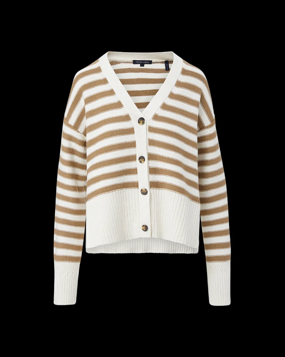 Veronica Beard Sweaters|Tops*Saylor Cotton Cardigan in Off-White/Khaki