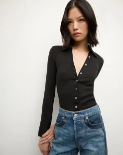 Veronica Beard Tops*Scottie Button-Down Shirt in Black