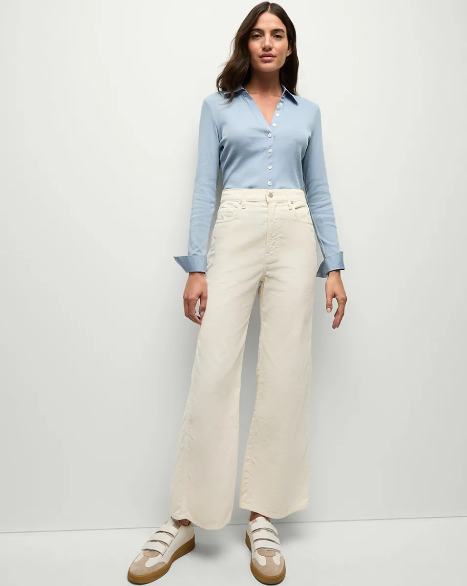 Veronica Beard Tops*Scottie Button-Down Shirt in Smoke Blue SmokeBlue