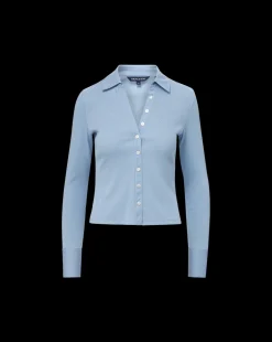 Veronica Beard Tops*Scottie Button-Down Shirt in Smoke Blue SmokeBlue