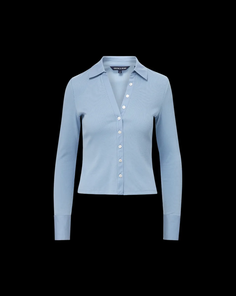 Veronica Beard Tops*Scottie Button-Down Shirt in Smoke Blue SmokeBlue