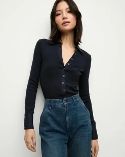 Veronica Beard Tops*Scottie Button-Down Shirt in Navy