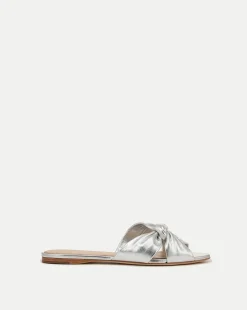 Veronica Beard Sandals*Seraphina Metallic Leather Twist Sandal in Silver