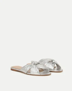 Veronica Beard Sandals*Seraphina Metallic Leather Twist Sandal in Silver
