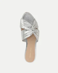 Veronica Beard Sandals*Seraphina Metallic Leather Twist Sandal in Silver