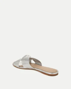 Veronica Beard Sandals*Seraphina Metallic Leather Twist Sandal in Silver