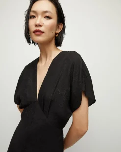 Veronica Beard Dresses*Seymour Short-Sleeve Silk Midi Dress Black