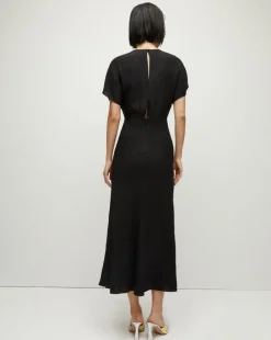 Veronica Beard Dresses*Seymour Short-Sleeve Silk Midi Dress Black