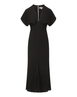 Veronica Beard Dresses*Seymour Short-Sleeve Silk Midi Dress Black