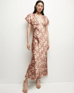 Veronica Beard Dresses*Seymour Stretch-Silk Dress in Deep Ochre Multi DeepOchreMulti