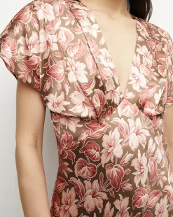Veronica Beard Dresses*Seymour Stretch-Silk Dress in Deep Ochre Multi DeepOchreMulti
