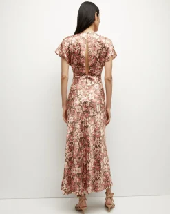 Veronica Beard Dresses*Seymour Stretch-Silk Dress in Deep Ochre Multi DeepOchreMulti