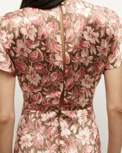 Veronica Beard Dresses*Seymour Stretch-Silk Dress in Deep Ochre Multi DeepOchreMulti