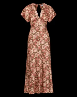 Veronica Beard Dresses*Seymour Stretch-Silk Dress in Deep Ochre Multi DeepOchreMulti