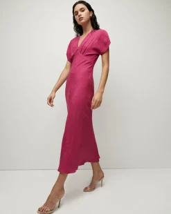 Veronica Beard Dresses*Seymour Silk V-Neck Dress Wildberry