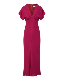 Veronica Beard Dresses*Seymour Silk V-Neck Dress Wildberry
