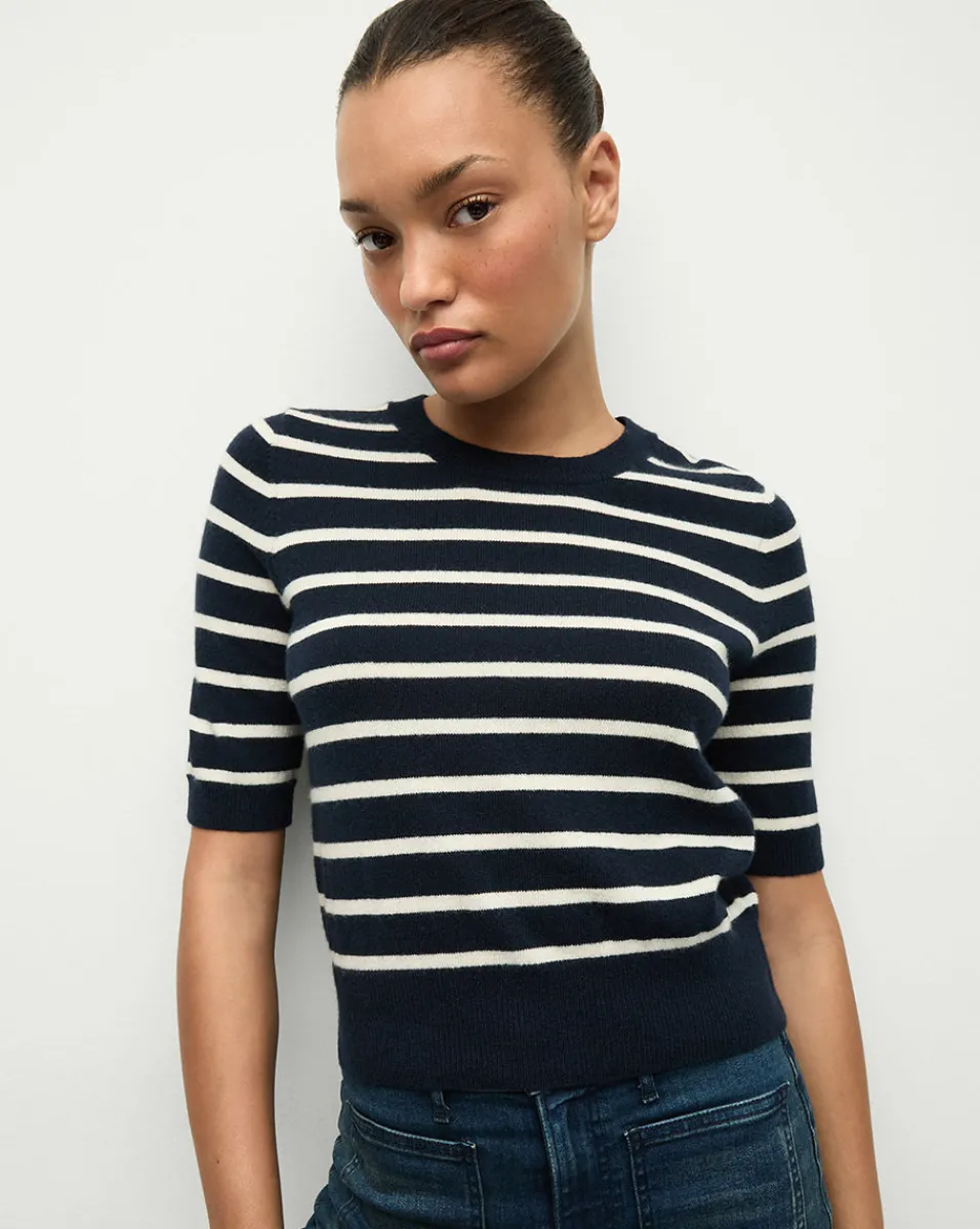 Veronica Beard Tops|Sweaters*Shana Cashmere Striped Sweater in Navy/Ivory