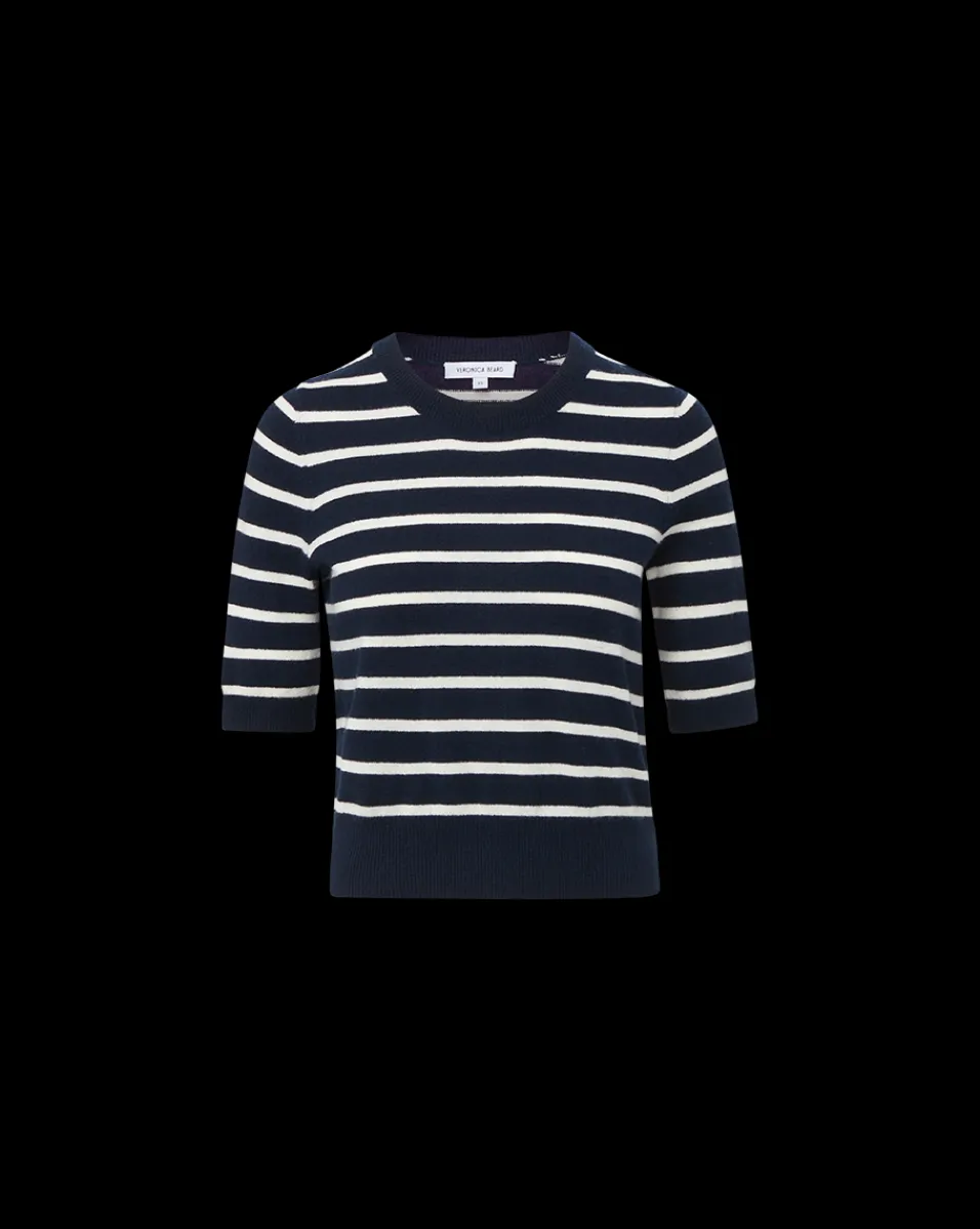 Veronica Beard Tops|Sweaters*Shana Cashmere Striped Sweater in Navy/Ivory
