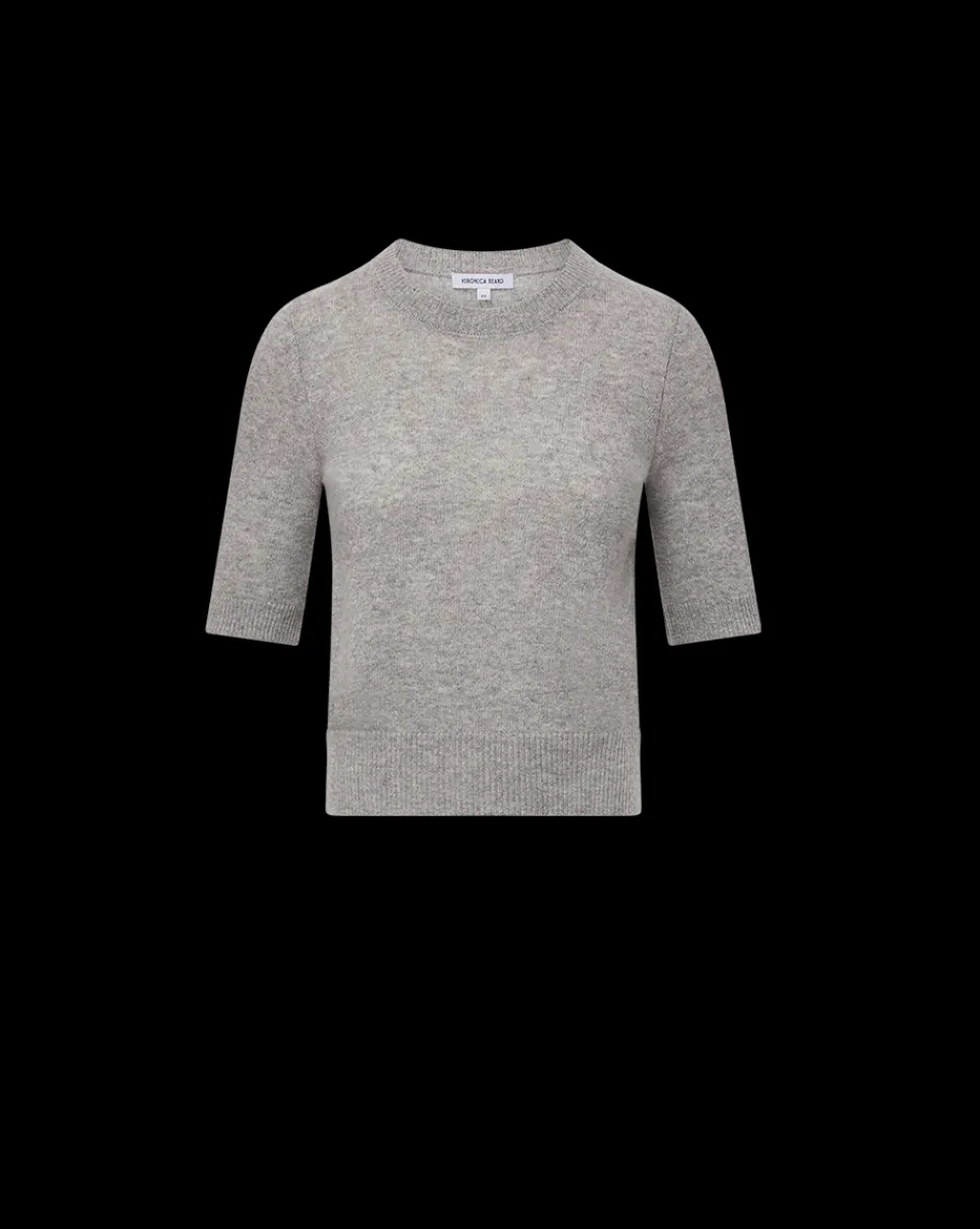 Veronica Beard Tops|Sweaters*Shana Short Sleeve Cashmere Sweater in Heather Grey HeatherGrey