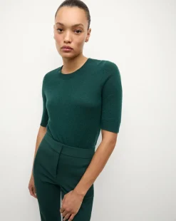 Veronica Beard Tops|Sweaters*Shana Short Sleeve Cashmere Sweater in Dark Green Pine