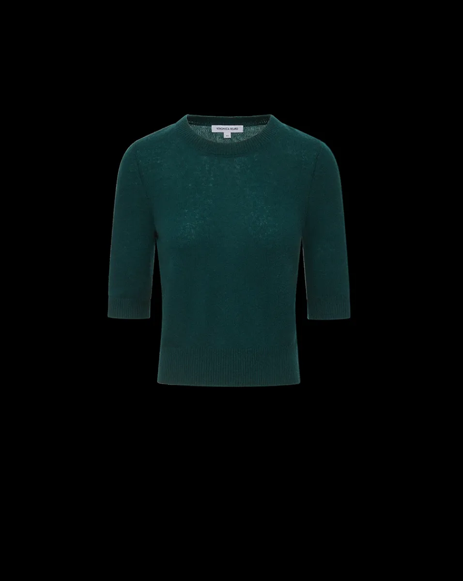 Veronica Beard Tops|Sweaters*Shana Short Sleeve Cashmere Sweater in Dark Green Pine