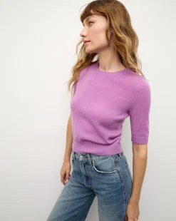 Veronica Beard Tops|Sweaters*Shana Short Sleeve Cashmere Sweater in Lilac OrchidDusk