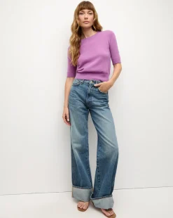 Veronica Beard Tops|Sweaters*Shana Short Sleeve Cashmere Sweater in Lilac OrchidDusk