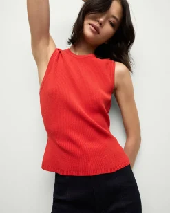 Veronica Beard Tops|Sweaters*Sid Sleeveless Crew-Neck Pullover in Red Poppy