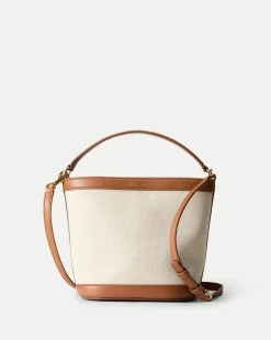 Veronica Beard Crossbody Bags*Small Canvas Feedbag in Cream Linen & Tan NaturalLinen/Hazelwood