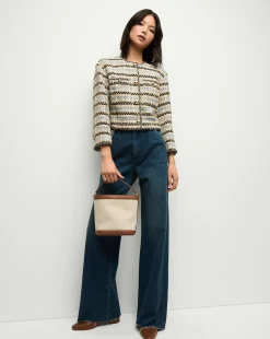 Veronica Beard Crossbody Bags*Small Canvas Feedbag in Cream Linen & Tan NaturalLinen/Hazelwood