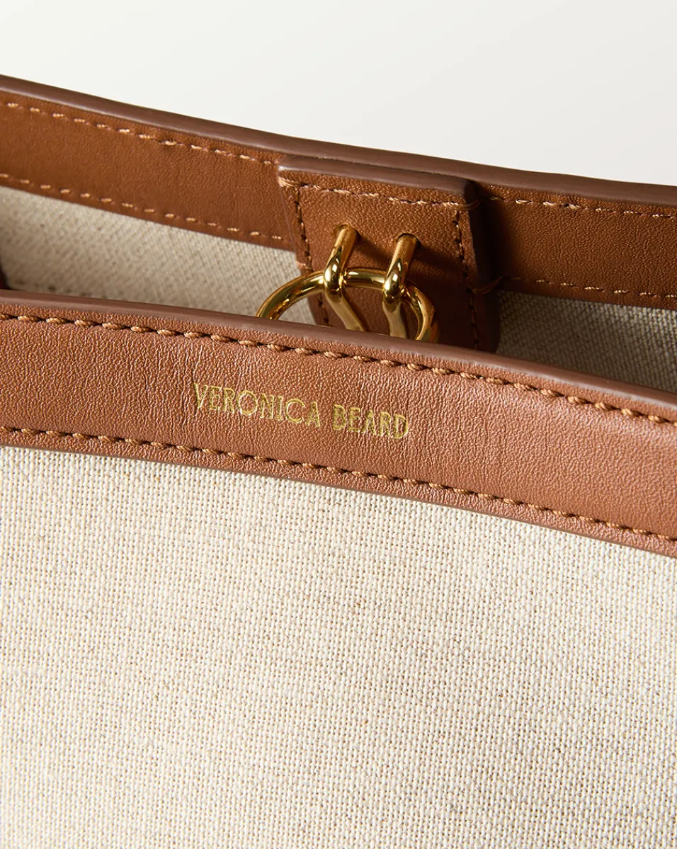 Veronica Beard Crossbody Bags*Small Canvas Feedbag in Cream Linen & Tan NaturalLinen/Hazelwood