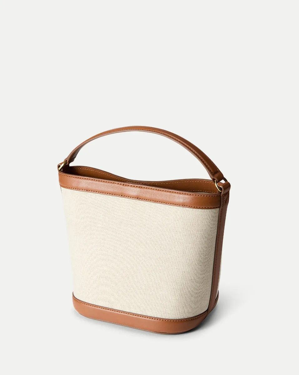 Veronica Beard Crossbody Bags*Small Canvas Feedbag in Cream Linen & Tan NaturalLinen/Hazelwood
