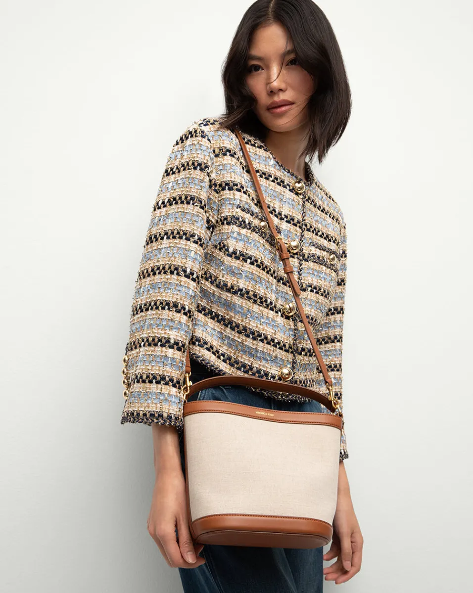 Veronica Beard Crossbody Bags*Small Canvas Feedbag in Cream Linen & Tan NaturalLinen/Hazelwood