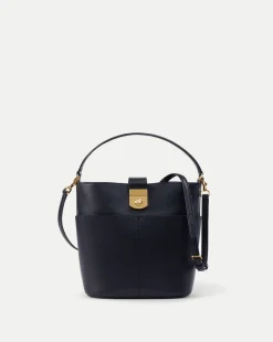Veronica Beard Shoulder Bags|The Gift Guide*Small Crest Lock Bucket Bag in Navy